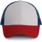 KP158 hálós baseball sapka hat paneles, poliészter K-UP, White/Red/Royal Blue-U