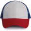 KP158 hálós baseball sapka hat paneles, poliészter K-UP, White/Red/Royal Blue-U