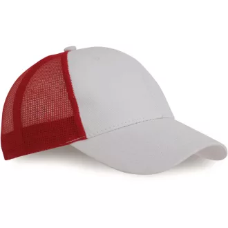   KP158 hálós baseball sapka hat paneles, poliészter K-UP, White/Red-U