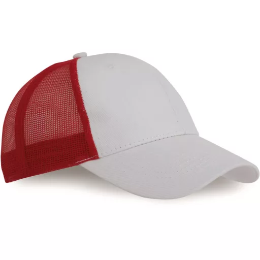 KP158 hálós baseball sapka hat paneles, poliészter K-UP, White/Red-U