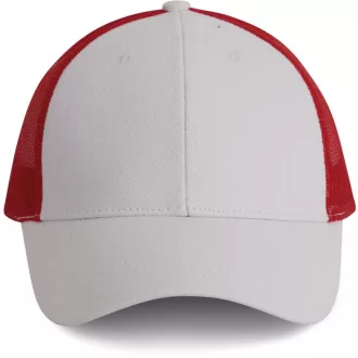   KP158 hálós baseball sapka hat paneles, poliészter K-UP, White/Red-U