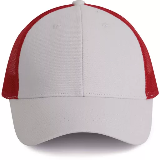 KP158 hálós baseball sapka hat paneles, poliészter K-UP, White/Red-U