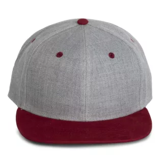   KP166 hip-hop stílusú snapback 6 paneles baseball sapka K-UP, Light Grey Heather/Dark Chili Red-U