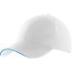 KP207 kontrasztos szendvics ellenzős 6 paneles baseball sapka K-UP, White/Aqua Blue-U