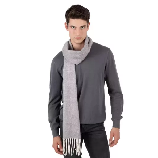 KP434 hosszú szövött rojtos sál K-UP, Dark Grey/Natural-U