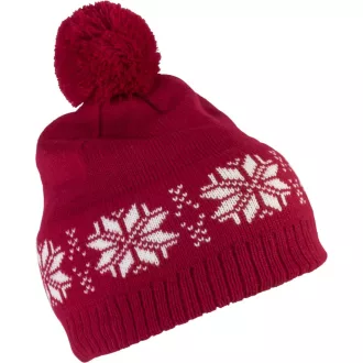 KP540 bélelt norvégmintás sapka, K-UP, Cherry Red-U