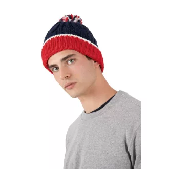 KP550 csavartmintás kötött sapka K-UP, Red/White/Navy-U