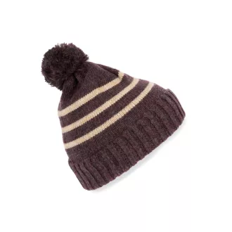  KP556 csíkos kötött sapka K-UP, Dark Rosewood Heather/Light Sand Heather-U