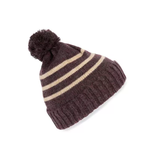KP556 csíkos kötött sapka K-UP, Dark Rosewood Heather/Light Sand Heather-U