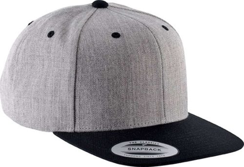 KP910 vastag 6 paneles baseballsapka, K-UP, Heather Grey/Black-U