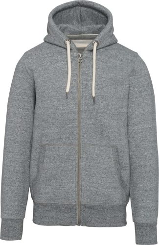 Férfi cipzáras kapucnis vastag pulóver, Kariban KV2306, Slub Grey Heather-XL