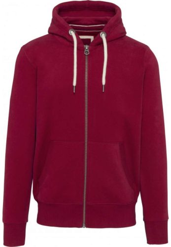 Férfi cipzáras kapucnis vastag pulóver, Kariban KV2306, Vintage Dark Red-L