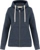 Női vastag cipzáras kapucnis pulóver, Kariban KV2307, Night Blue Heather-XL