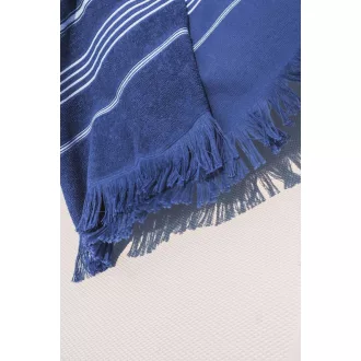   OL1000 csíkos, rojtos strandtörölköző Olima, Light Navy/White-90X170