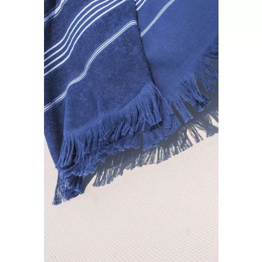 OL1000 csíkos, rojtos strandtörölköző Olima, Light Navy/White-90X170
