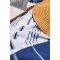 OL1000 csíkos, rojtos strandtörölköző Olima, White/Light Navy-90X170