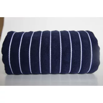  OL2000 csúcsminőségű strandtörölköző keskeny csíkokkal Olima, Navy/White-90X180