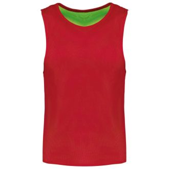   PA042 kifordítható, eltérő színű ujjatlan sportpóló Proact, Sporty Red/Fluorescent Green-S/M