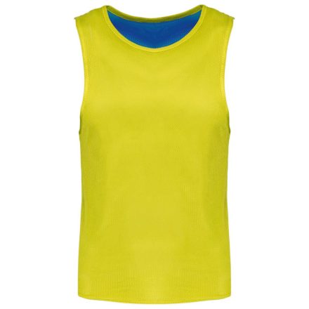 PA048 két rétgű, eltérő színű gyerek ujjatlan kifordítható sportpóló Proact, Fluorescent Yellow/Sporty Royal Blue-10/14