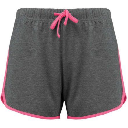 PA1021 pamut Női sport rövidnadrág Proact, Grey Heather/Fluorescent Pink-XL