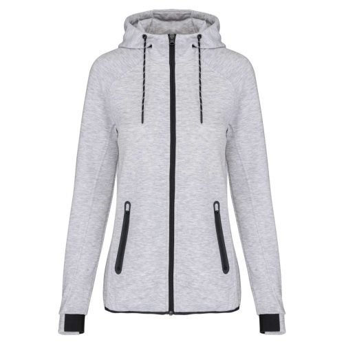 PA359 Női kapucnis cipzáras vastag sztreccs pulóver Proact, Ash Heather-2XL