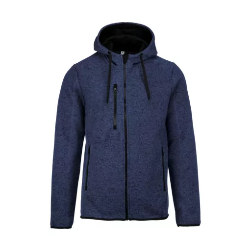PA365 kapucnis cipzáras vastag férfi pulóver bolyhos belsővel Proact, Navy Melange-2XL