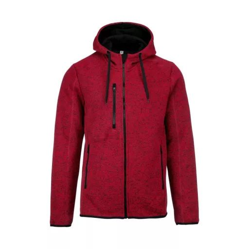 PA365 kapucnis cipzáras vastag férfi pulóver bolyhos belsővel Proact, Red Melange-S