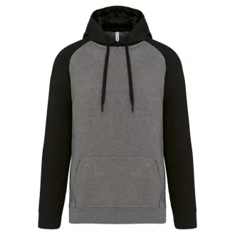   PA369 kétszínű raglán ujjú kapucnis pulóver Proact, Grey Heather/Black-S