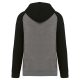PA369 kétszínű raglán ujjú kapucnis pulóver Proact, Grey Heather/Black-XL