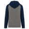 PA369 kétszínű raglán ujjú kapucnis pulóver Proact, Grey Heather/Sporty Navy-2XL