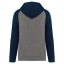 PA369 kétszínű raglán ujjú kapucnis pulóver Proact, Grey Heather/Sporty Navy-2XL
