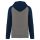 PA369 kétszínű raglán ujjú kapucnis pulóver Proact, Grey Heather/Sporty Navy-L