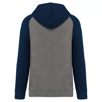   PA369 kétszínű raglán ujjú kapucnis pulóver Proact, Grey Heather/Sporty Navy-XS