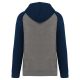 PA369 kétszínű raglán ujjú kapucnis pulóver Proact, Grey Heather/Sporty Navy-XS