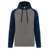 PA369 kétszínű raglán ujjú kapucnis pulóver Proact, Grey Heather/Sporty Navy-XS