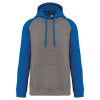 PA369 kétszínű raglán ujjú kapucnis pulóver Proact, Grey Heather/Sporty Royal Blue-L