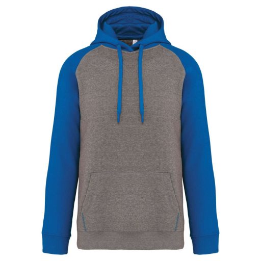 PA369 kétszínű raglán ujjú kapucnis pulóver Proact, Grey Heather/Sporty Royal Blue-M