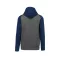 PA370 gyerek kapucnis pulóver, kétszínű raglán ujjú Proact, Grey Heather/Sporty Navy-12/14