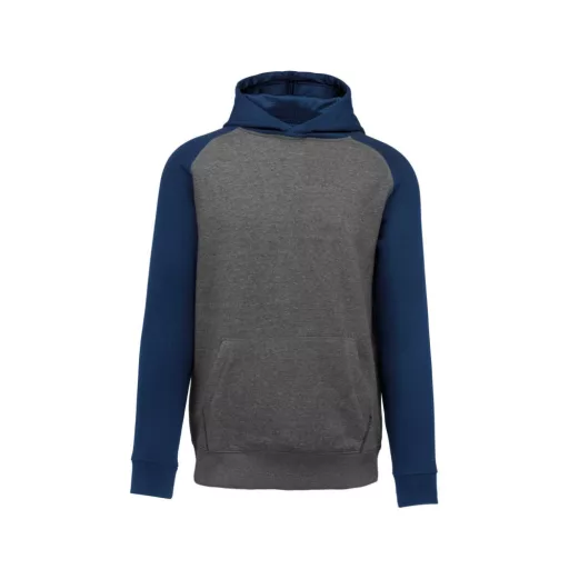 PA370 gyerek kapucnis pulóver, kétszínű raglán ujjú Proact, Grey Heather/Sporty Navy-8/10