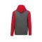 PA370 gyerek kapucnis pulóver, kétszínű raglán ujjú Proact, Grey Heather/Sporty Red-12/14