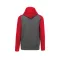 PA370 gyerek kapucnis pulóver, kétszínű raglán ujjú Proact, Grey Heather/Sporty Red-6/8
