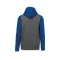 PA370 gyerek kapucnis pulóver, kétszínű raglán ujjú Proact, Grey Heather/Sporty Royal Blue-10/12