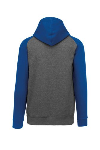 PA370 gyerek kapucnis pulóver, kétszínű raglán ujjú Proact, Grey Heather/Sporty Royal Blue-6/8