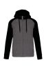 PA380 kétszínű cipzáras kapucnis kapucnis pulóver Proact, Grey Heather/Black-XS
