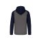 PA380 kétszínű cipzáras kapucnis kapucnis pulóver Proact, Grey Heather/Sporty Navy-L