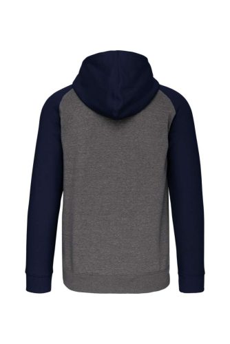 PA380 kétszínű cipzáras kapucnis kapucnis pulóver Proact, Grey Heather/Sporty Navy-S
