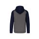 PA380 kétszínű cipzáras kapucnis kapucnis pulóver Proact, Grey Heather/Sporty Navy-S