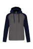 PA380 kétszínű cipzáras kapucnis kapucnis pulóver Proact, Grey Heather/Sporty Navy-XS