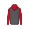 PA380 kétszínű cipzáras kapucnis kapucnis pulóver Proact, Grey Heather/Sporty Red-3XL