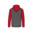 PA380 kétszínű cipzáras kapucnis kapucnis pulóver Proact, Grey Heather/Sporty Red-3XL